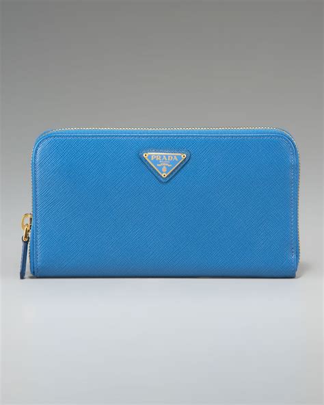 prada blue saffiano wallet|prada zipper wallet.